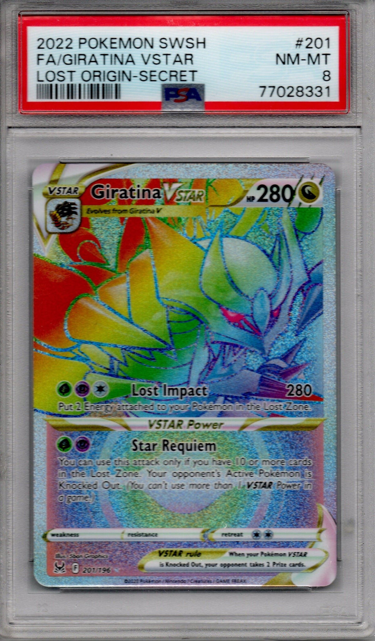 Giratina VSTAR (Lost Origin: 201) - PSA 8